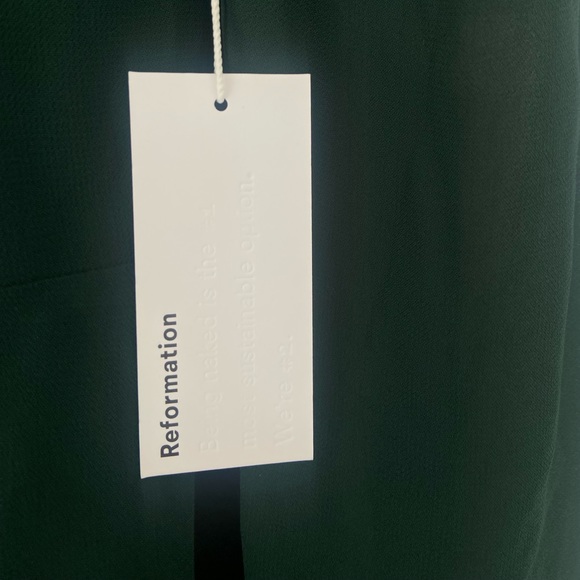 Reformation Lewis Dress in Forest Green - Picture 10 of 12